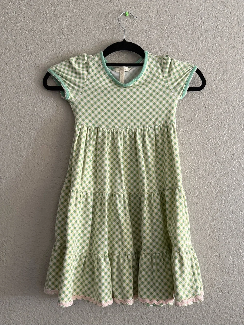 Matilda Jane Green Gingham Tiered Twirl Dress Girls Size 6
